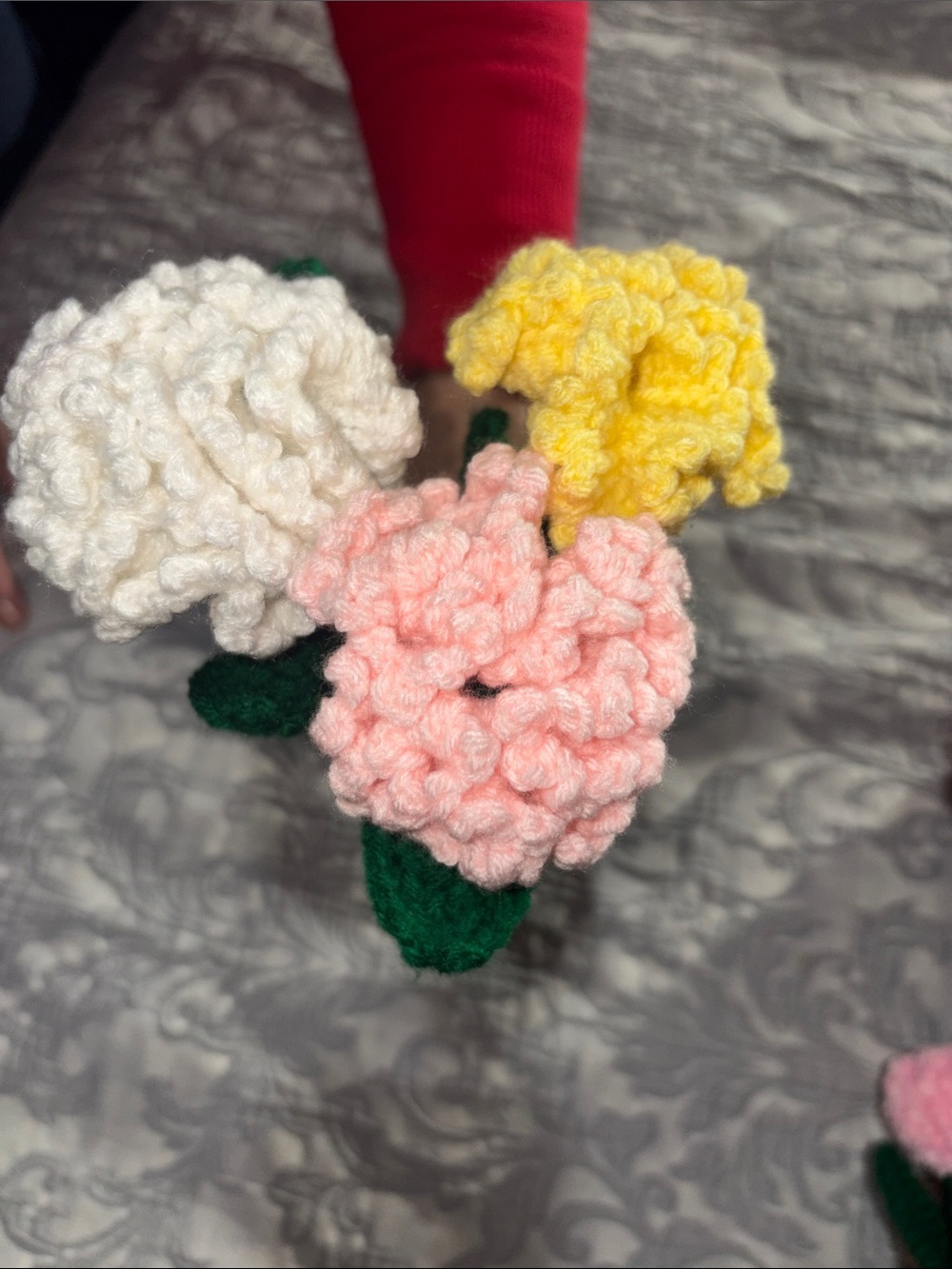 Handmade Crochet Flower Bouquet - Pink, Yellow, White